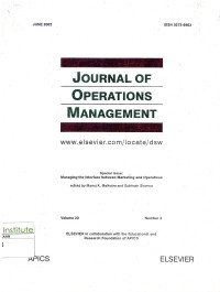 Image of Journal of Operations Management: Vol. 20, No.3 | Juni 2002