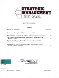 Image of Strategic management journal: Vol. 22 Issue No. 1 | Januari 2001